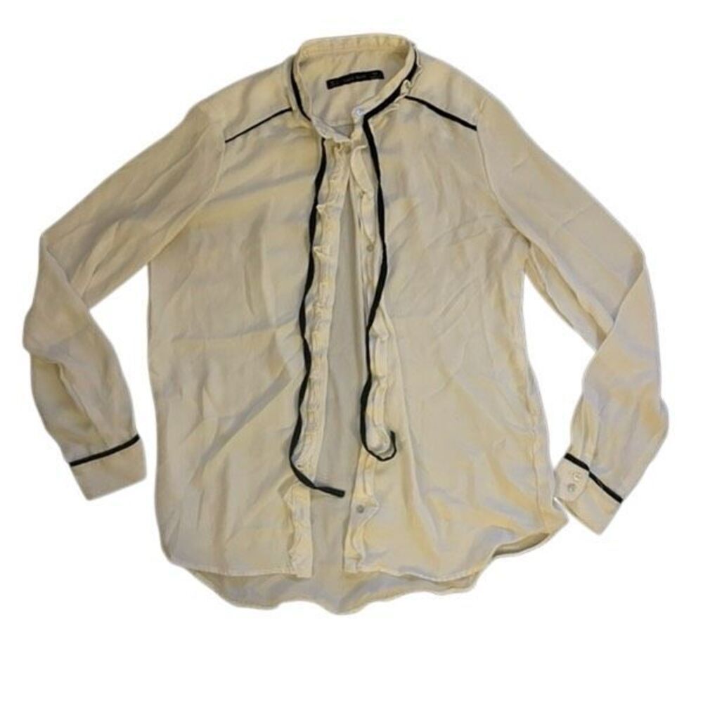 Zara Basic Ruffle Detail Button Down Shirt - Picture 5 of 10